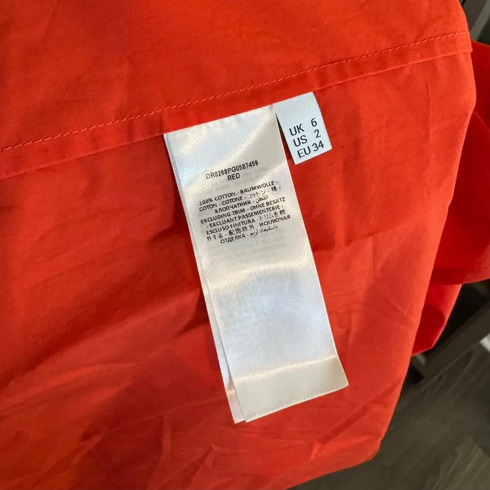 JW Anderson Asymmetric Cutout Midi Dress NEW Slit Detail V-Neckline Red Orange 2 - Picture 7 of 7